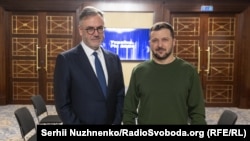 Президент RFE\RL Стивен Капус на встрече с президентом Украины Владимиром Зеленским