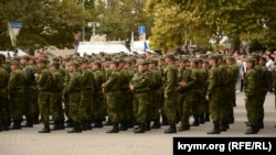 Проводы российских военнослужащих на войну против Украины. Севастополь, 27 сентября 2022 года